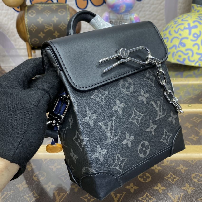 Replica Louis Vuitton Nano Steamer Black Canvas - high-quality designer bag clone