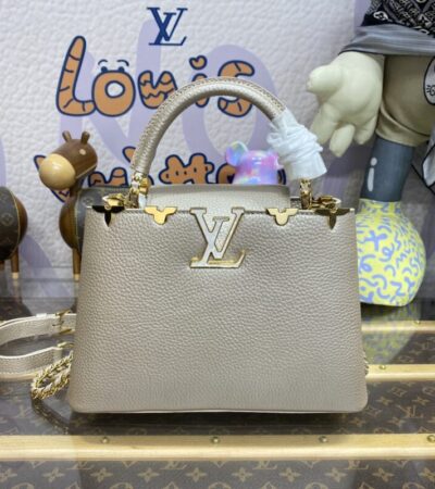 Replica Loius Vuitton Capucines Golden Grey - 1:1 designer replica handbag