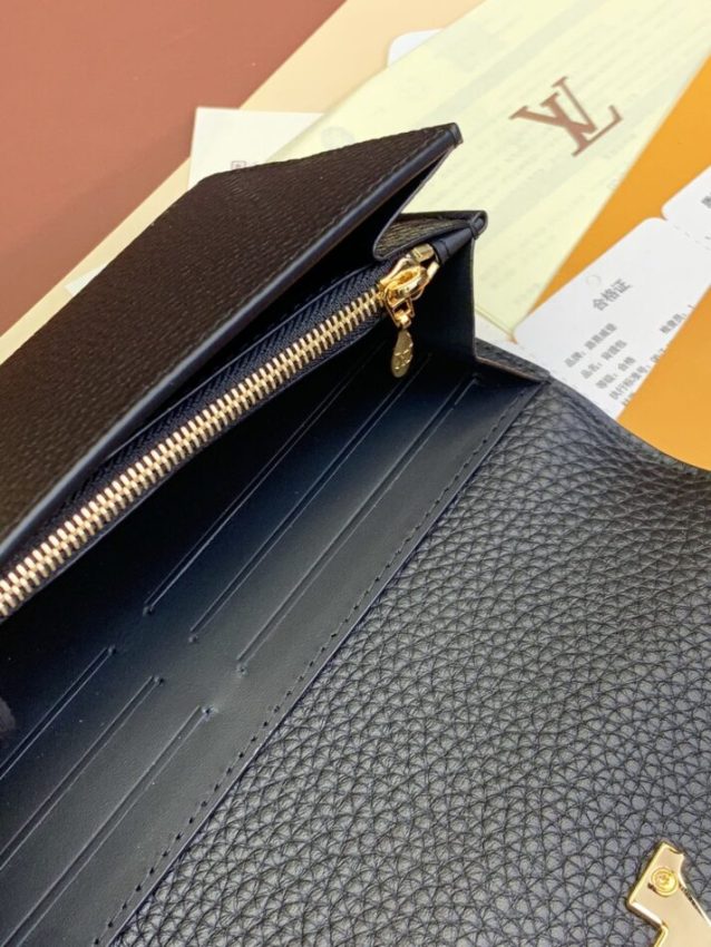 Replica Louis Vuitton Capucines Long Black - best quality luxury bag dupe