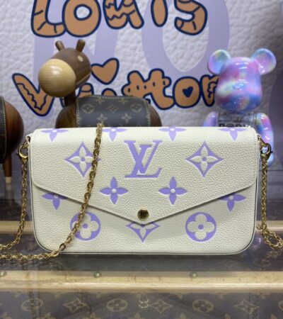 Replica Louis Vuitton Felicie Pochette White Purple - top-rated replica designer bag