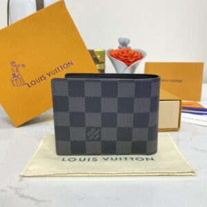 Replica Louis Vuitton Slender Wallet Black Grid - premium 1:1 fake handbag model