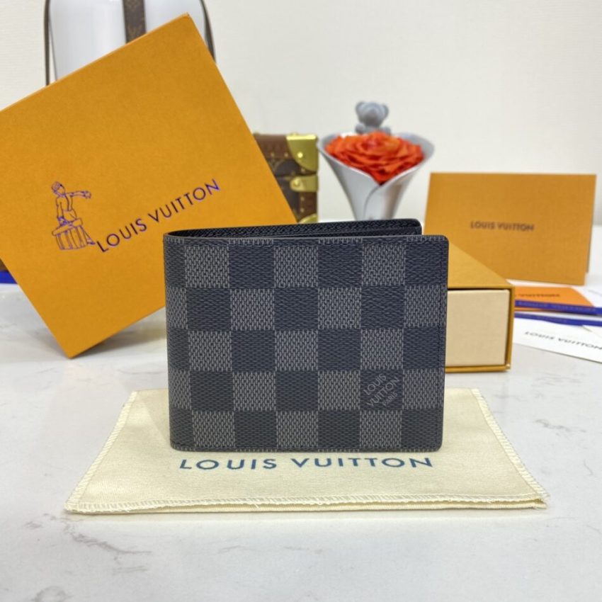 Replica Louis Vuitton Slender Wallet Black Grid - premium-grade designer purse dupe
