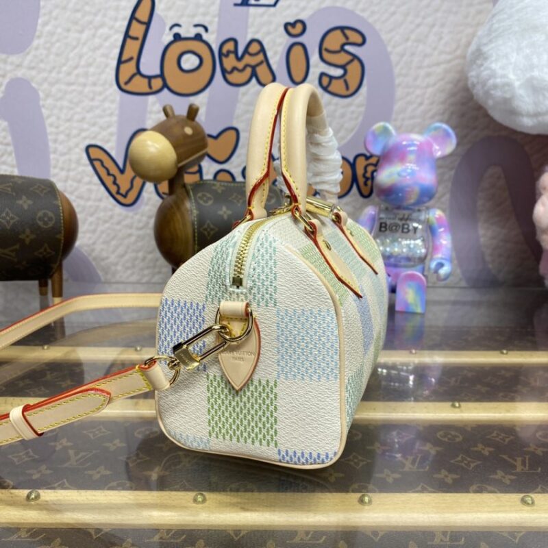 Replica Louis Vuitton Speedy Bandouliere 20 Green Grid - authentic-look luxury purse replica