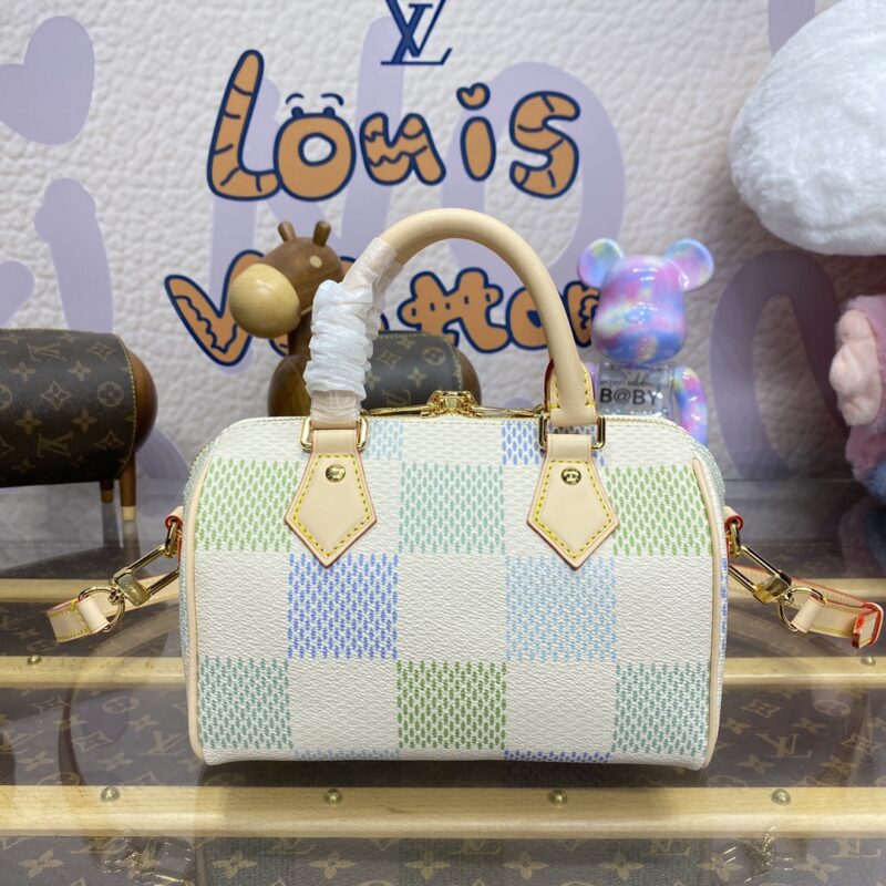 Replica Louis Vuitton Speedy Bandouliere 20 Green Grid - premium 1:1 fake handbag model
