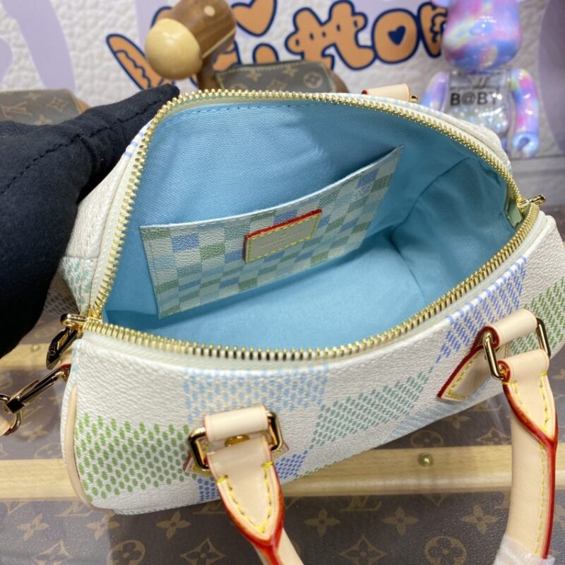 Replica Louis Vuitton Speedy Bandouliere 20 Green Grid - near-authentic luxury replica handbag