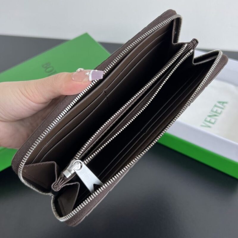 Replica Bottega Veneta Zip Long Wallet Brown&Black - top-rated replica designer bag