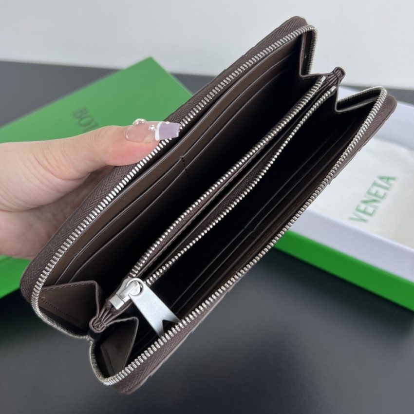 Replica Bottega Veneta Zip Long Wallet Brown&Black - top-rated replica designer bag