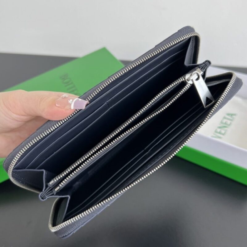 Replica Bottega Veneta Zip Long Wallet White&Blue - best quality luxury bag dupe