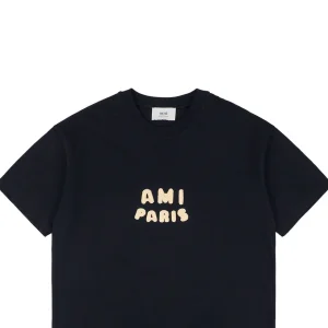 Ami Playful Alphabet Patchwork Embroidery T-Shirt Black