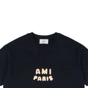 Ami Playful Alphabet Patchwork Embroidery T-Shirt Black