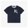 BBry Contrast Collar Equestrian Knight Logo Print T-Shirt (Black/White)