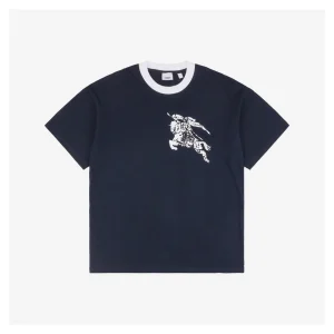 BBry Contrast Collar Equestrian Knight Logo Print T-Shirt