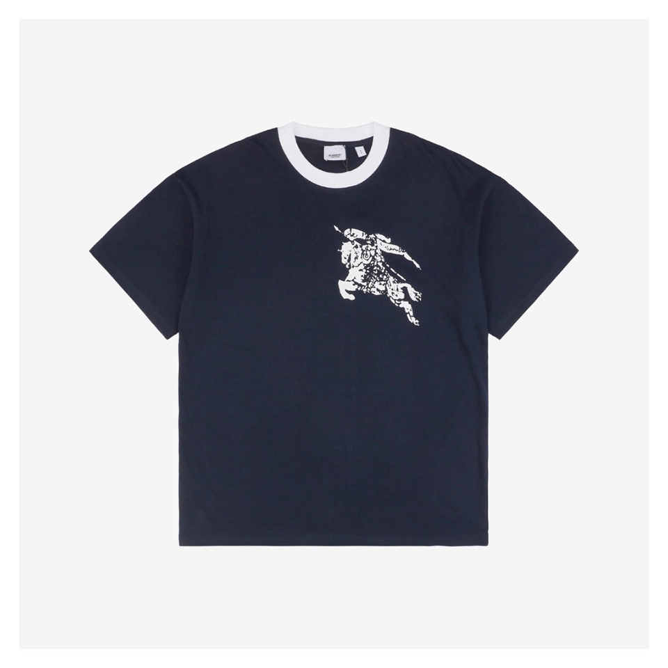 BBry Contrast Collar Equestrian Knight Logo Print T-Shirt
