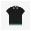 BBry Multicolor Stripe Letter Embroidered Polo Shirt (Black/White)