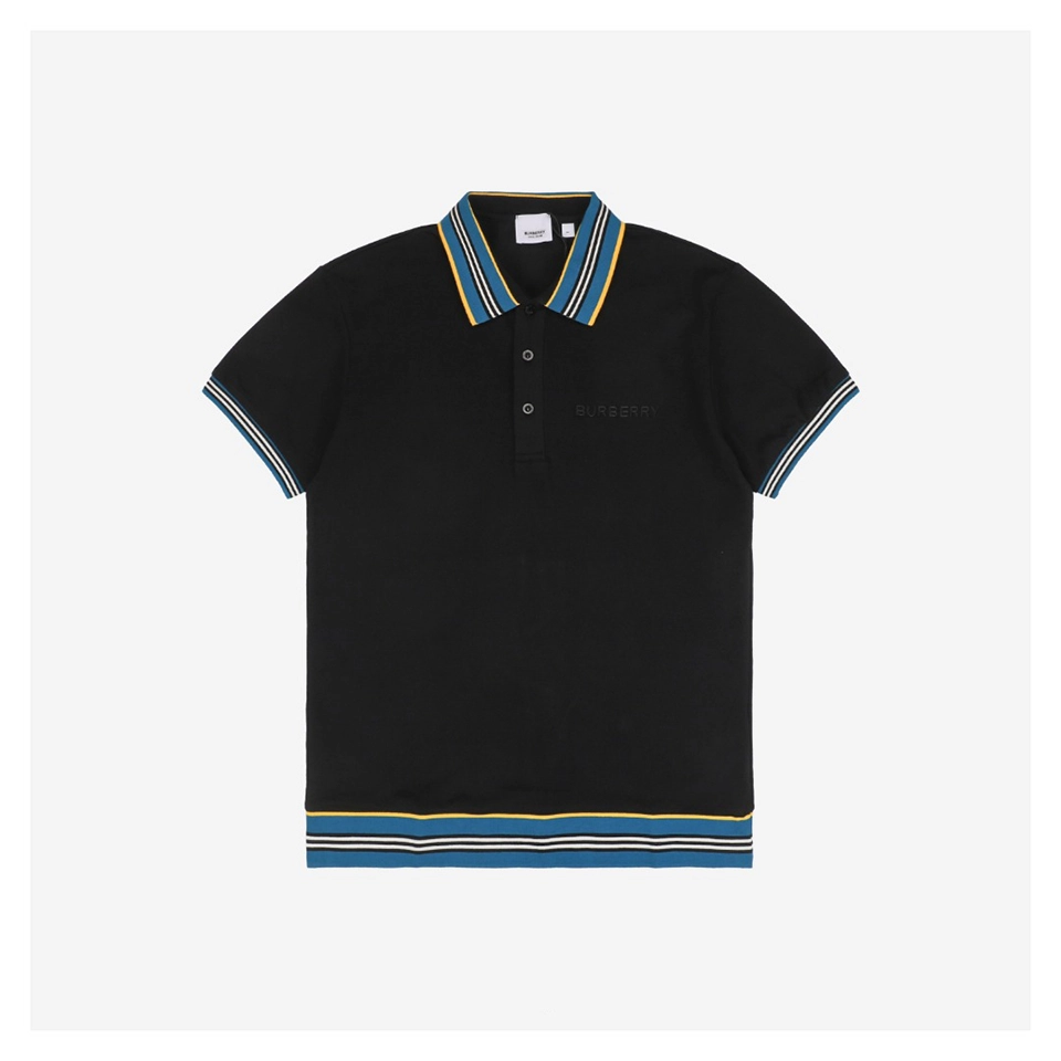 BBry Multicolor Stripe Letter Embroidered Polo Shirt