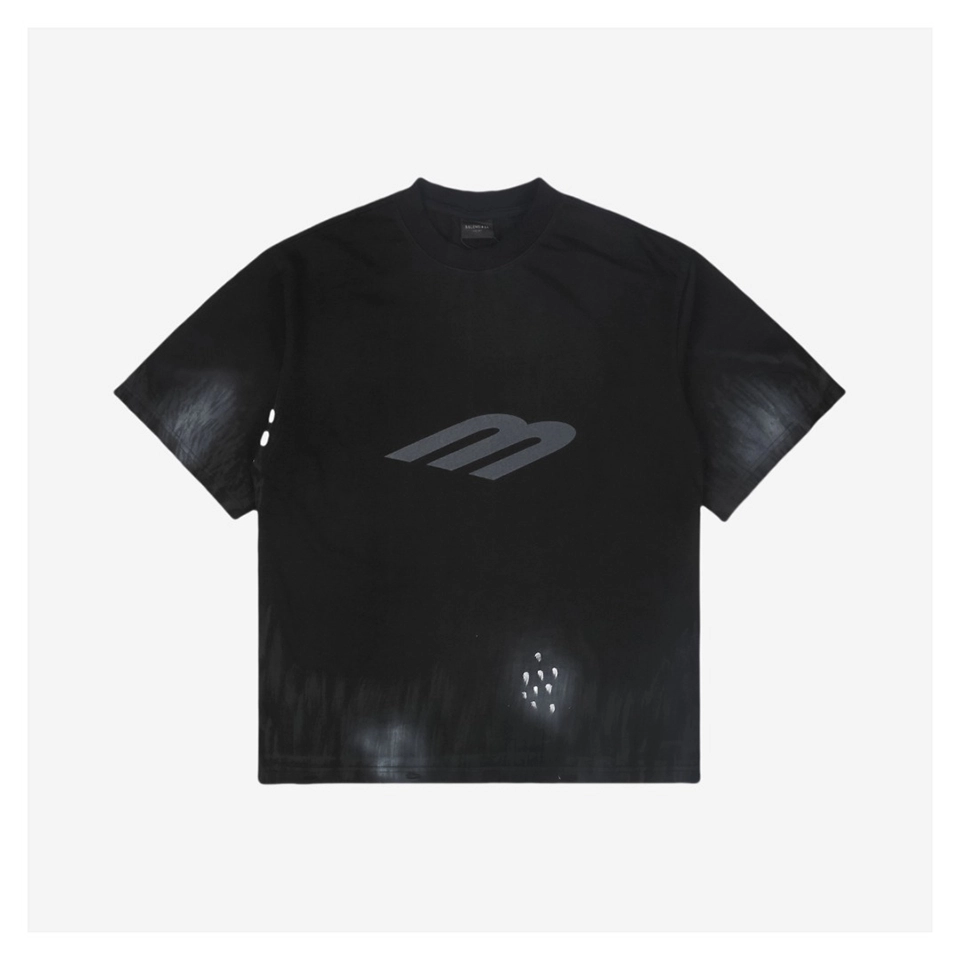 Balenciaga Distressed 3B Letter Print T-Shirt