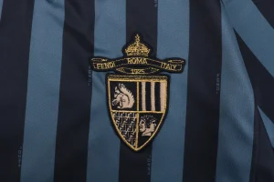 F Badge Embroidery Striped V-Neck T-Shirt8.jpeg