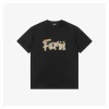 F Cartoon Yellow Letter Print T-Shirt (Black/White)