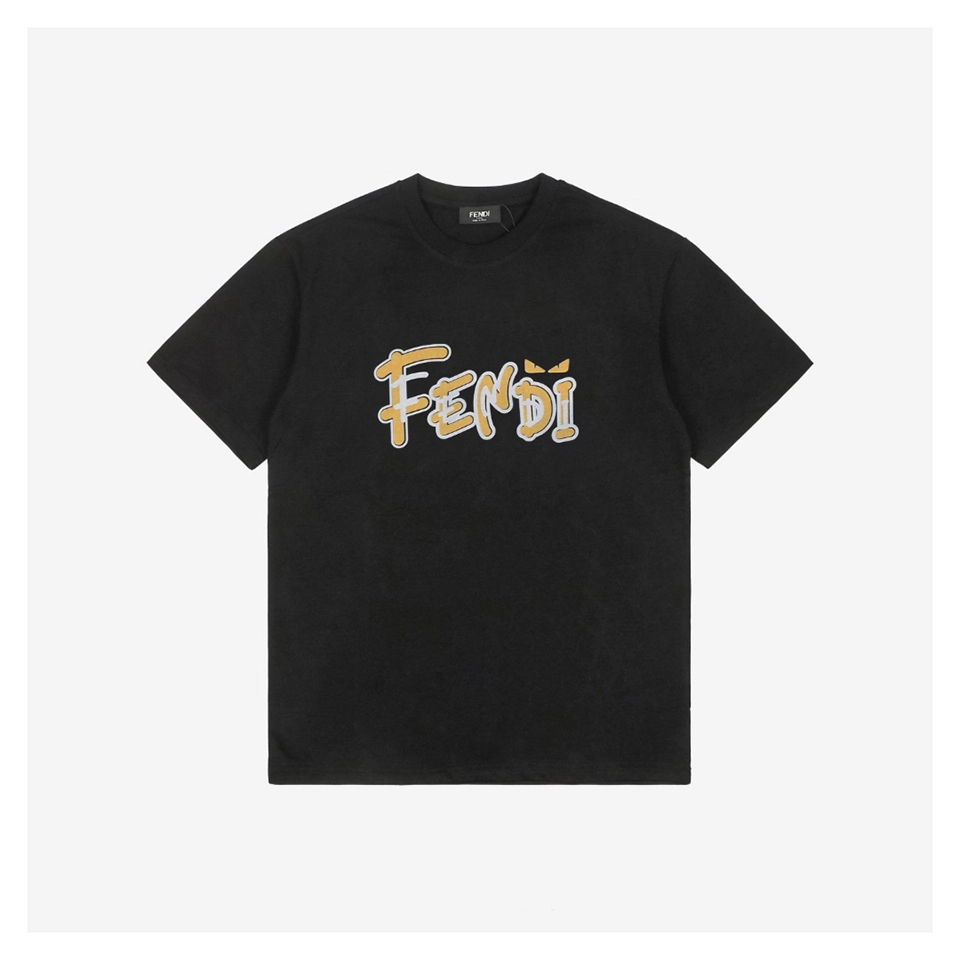 F Cartoon Yellow Letter Print T-Shirt