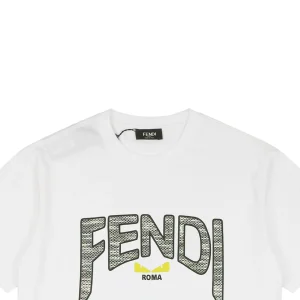 F Snake-Pattern Letter Graphic Cotton T-Shirt White