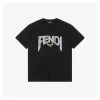 F Snake-Pattern Letter Graphic Cotton T-Shirt (Black/White)