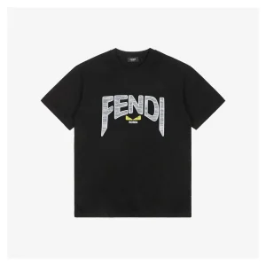 F Snake-Pattern Letter Graphic Cotton T-Shirt