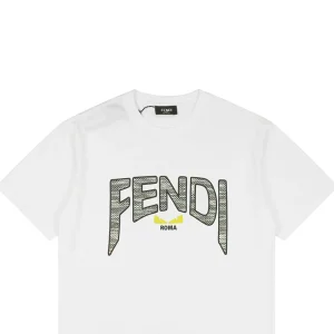 F Snake-Pattern Letter Graphic Cotton T-Shirt White