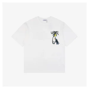 L Banana Tree & Elephant Embroidered T-Shirt