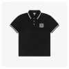 L Floral Logo Embroidered Color-Block Polo T-Shirt (Black/White)