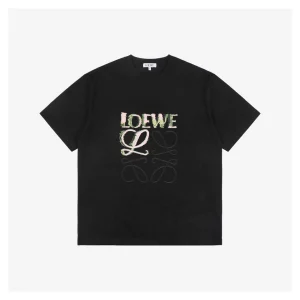 L Graffiti Multicolor Anagram Flower Embroidery T-Shirt