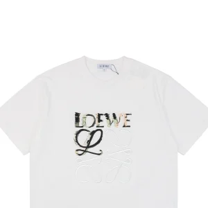 L Graffiti Multicolor Anagram Flower Embroidery T-Shirt White