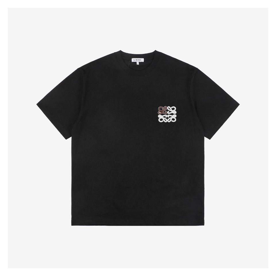 L Khaki Color-Block Floral Logo Embroidered T-Shirt