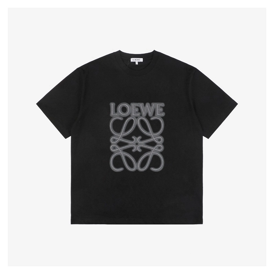 L Neon Floral Logo Embroidered T-Shirt with Dark Logo