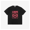 L Neon Floral Logo Embroidered T-Shirt with Red Logo (Black/White)