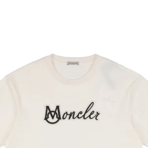 Mxxcler Wool Felt Embroidered Logo T-Shirt White