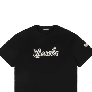 Mxxcler Wool Felt Embroidered Logo T-Shirt Black