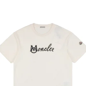 Mxxcler Wool Felt Embroidered Logo T-Shirt White