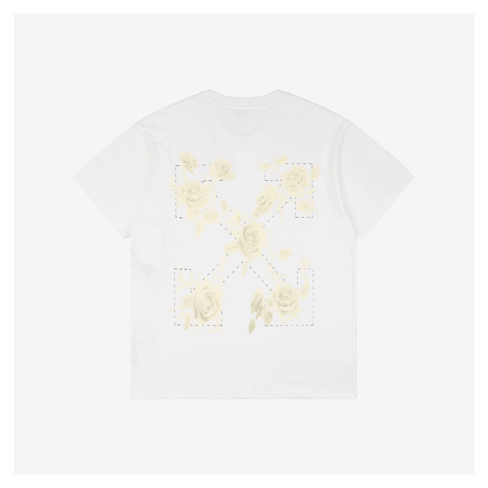 OFF WHITE CO VIRGIL Rose Floral Arrow Graphic T-Shirt