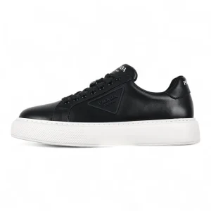PD Black Leather Low Top Sneakers with White Sole
