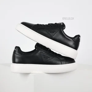 PD Black Leather Low Top Sneakers with White Sole