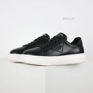 PD Black Leather Low Top Sneakers with White Sole