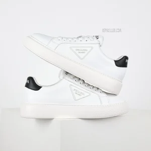 PD Vitello Soft Rubber Triangle Logo Low Top Sneakers White