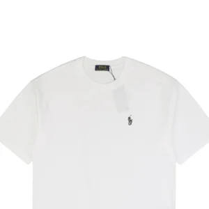 Ralph Lauren Hollow Pony Logo Embroidered Cotton T-Shirt White