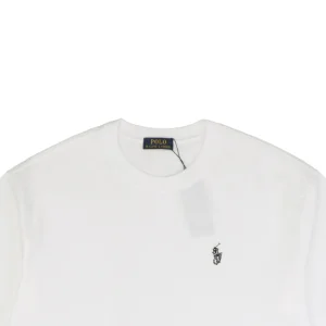 Ralph Lauren Hollow Pony Logo Embroidered Cotton T-Shirt White