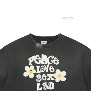 Saint Michael Peace Slogan Floral Print Short-Sleeve T-Shirt3.jpeg
