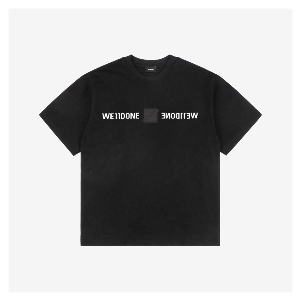 We11done Square Logo Small Letter Silicone Print T-Shirt
