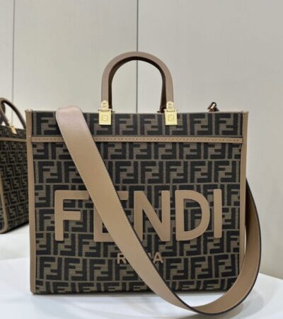 Replica Fendi Sunshine Tote Brown Monogram - near-authentic luxury replica handbag