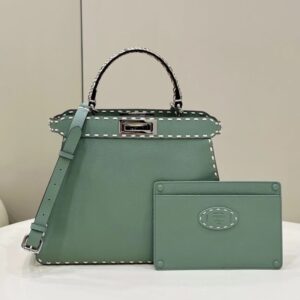Replica Fendi Peekaboo Green Python Handle - high-accuracy replica luxury purse
