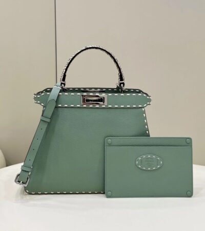Replica Fendi Peekaboo Green Python Handle - high-accuracy replica luxury purse