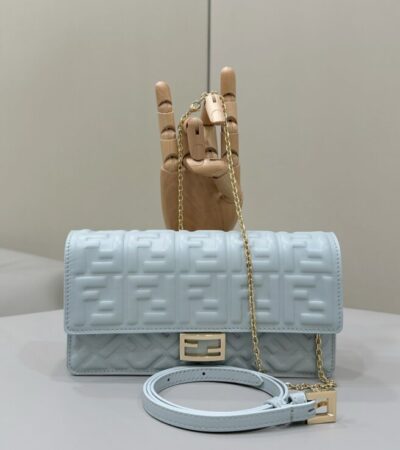 Replica Fendi Baguette Small Sky Blue - authentic-look luxury purse replica